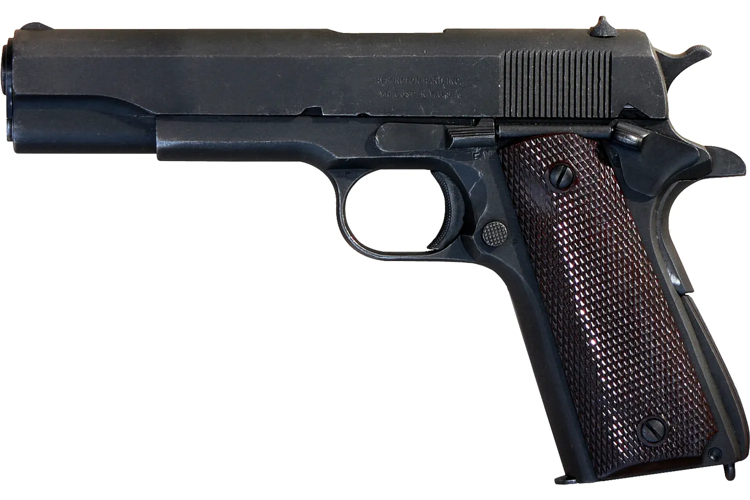 Pistolet M1911A1 wyprodukowany przez Remingtona, nie przez Colta (zdjęcie z sierpnia 2007 roku)